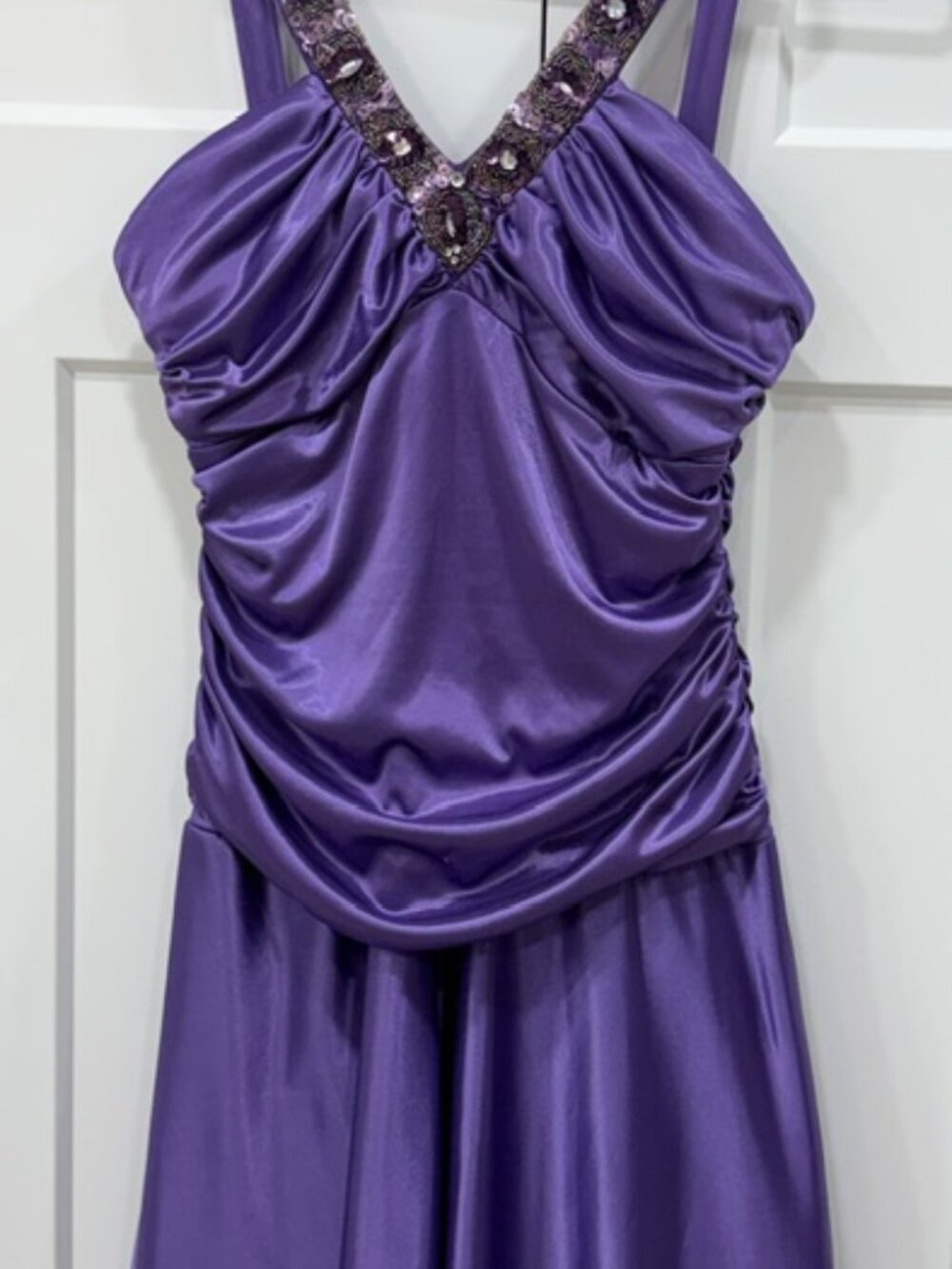 City Triangles formal dress, color purple, jeweled straps, size 9
